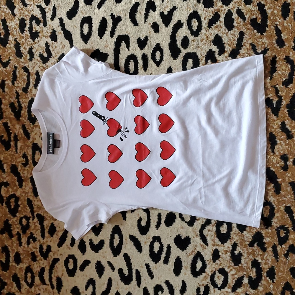 Pinky Star Hearts Fitted Tee Size L